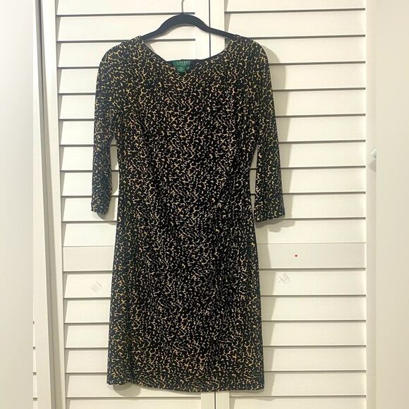 Black and Beige Patterned Dress - Picture 1 of 3
